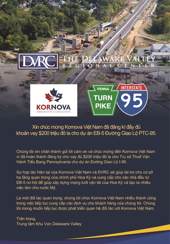 Trung tâm khu vực Delaware Valley cảm ơn Kornova Việt Nam trong thu hút đầu tư phát triển dự án hệ thống cao tốc liên bang I-95