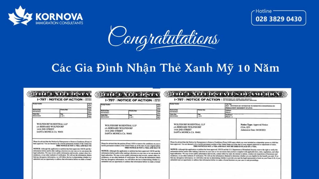 Chúc Mừng Ba Gia Đình Đầu Tiên Dự Án Escaya Nhận Thẻ Xanh Mỹ 10 Năm