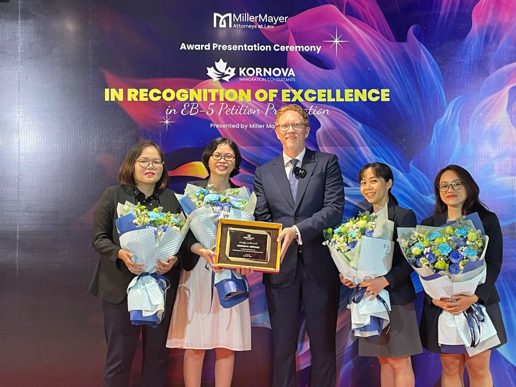 Kornova Vinh Dự Đón Nhận Giải Thưởng Từ Miller Mayer – Hãng Luật Di Trú Hàng Đầu Hoa Kỳ