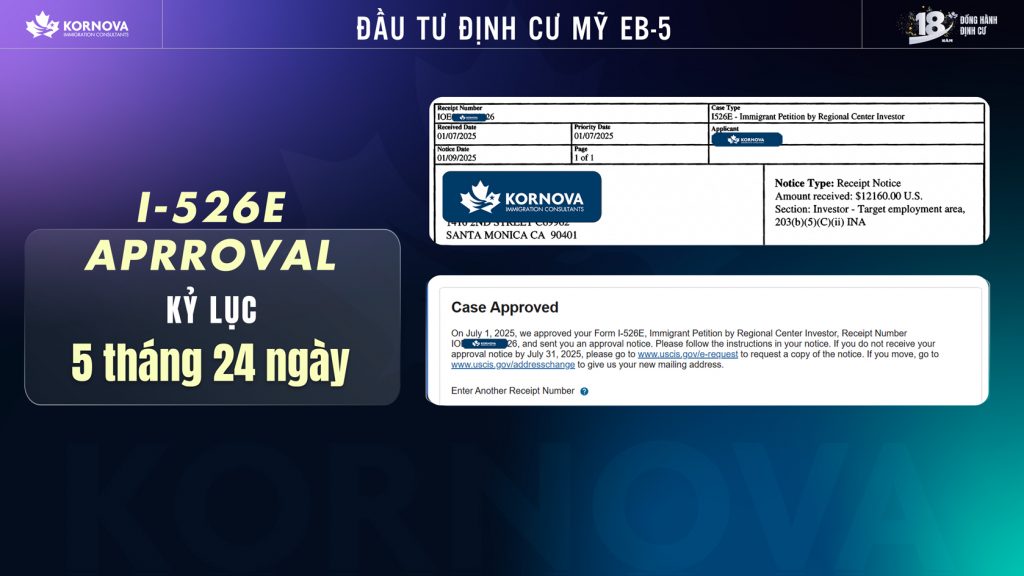 Thêm Một Khách Hàng Kornova Dự Án Nông Thôn Nhận Phê Duyệt I-526E Chỉ Trong 5 Tháng 24 Ngày