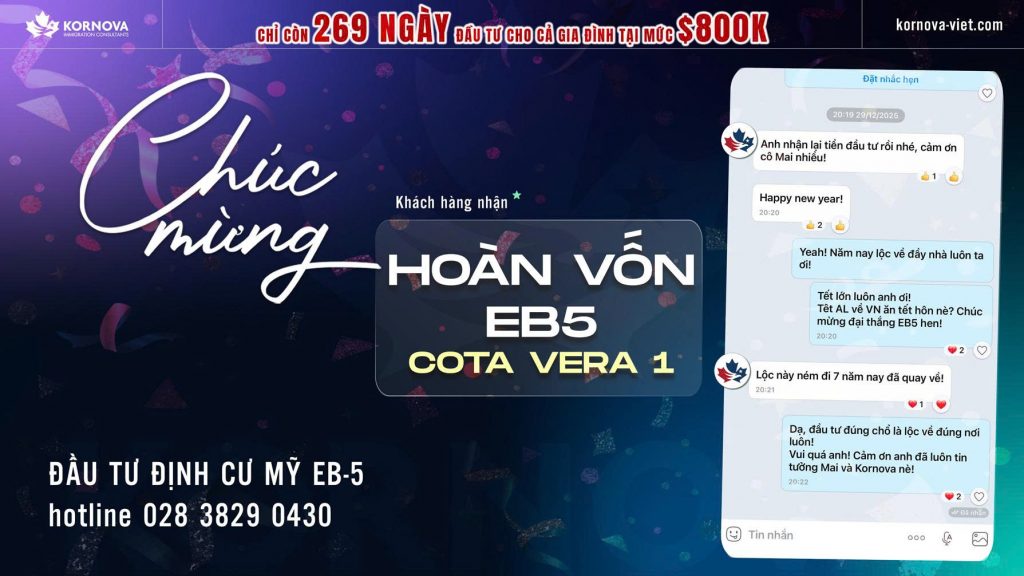 Dấu mốc đáng nhớ – khách hàng Kornova đầu tiên của dự án Cota Vera 1 nhận hoàn vốn EB-5