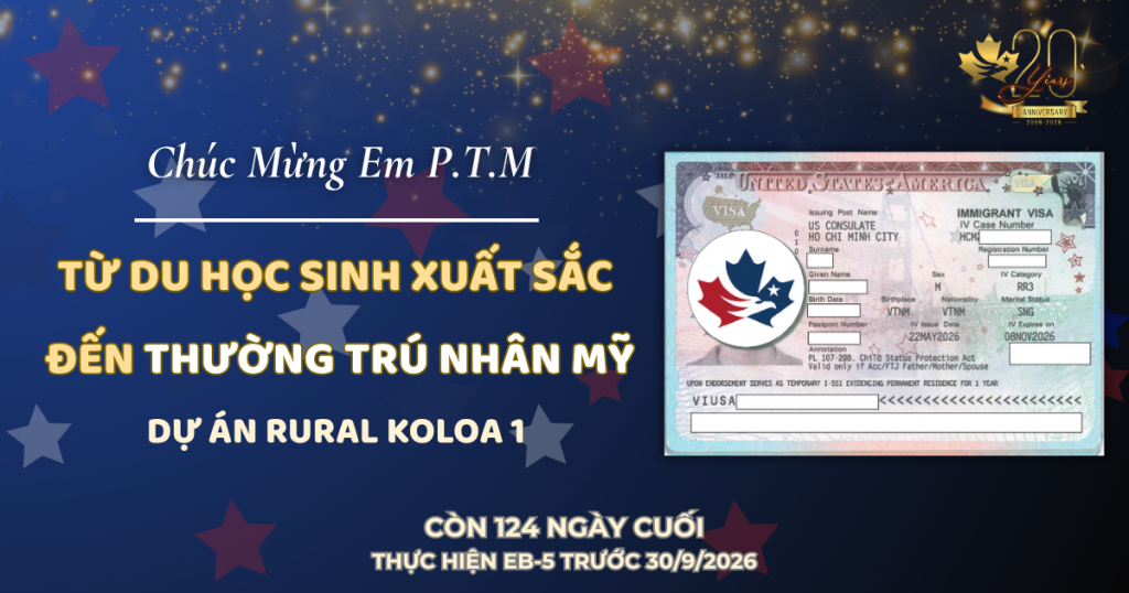 Chúc mừng em P.T.M – từ du học sinh đến thường trú nhân Mỹ: khi tài năng không còn bị giới hạn bởi visa