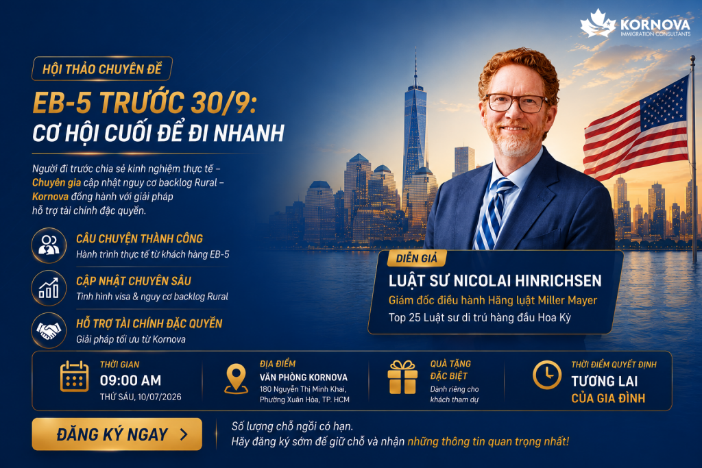 Hội thảo định cư Mỹ: EB-5 trước 30/9 – Cơ hội cuối để đi nhanh