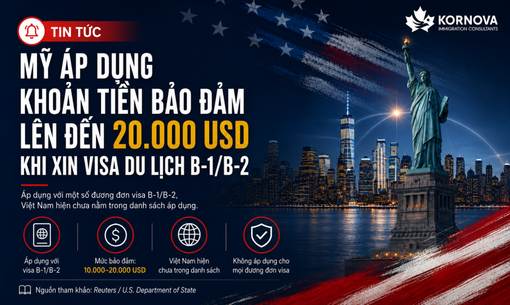 Mỹ áp dụng khoản tiền bảo đảm lên đến 20.000 USD khi xin visa du lịch B-1/B-2